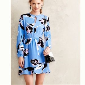 Yumi Kim long sleeve, blue, floral, silk dress
